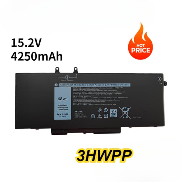 Laptopbatteri, 15,2V spænding, 68Wh kapacitet, Li-Polymer teknologi