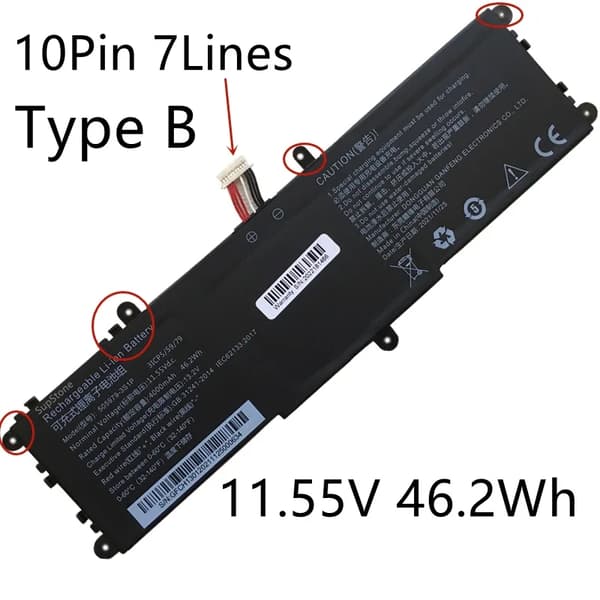 Laptopbatteri, 11,55V spænding, 46,2Wh kapacitet,Type B