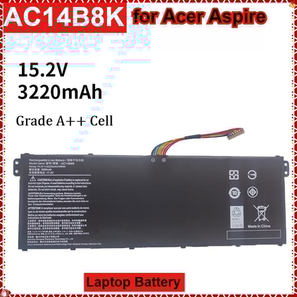 AC14B8K-batteri, 3220mAh kapacitet, kompatibelt med Acer Nitro- och Aspire-serierna,AC14B8K 3220mAh