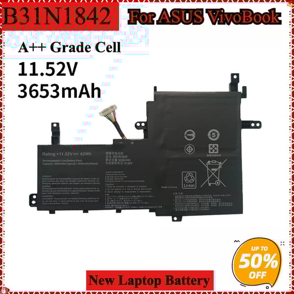 B31N1842 Laptopbatteri, 42WH kapacitet, 11.52V spænding,B31N1842