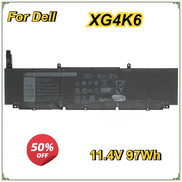Laptopbatteri til Dell XPS 17, 56Wh & 97Wh muligheder, 11.4V spænding,97Wh XG4K6