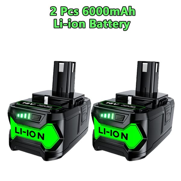 Li-ion-batteri, 6000mAh kapacitet, kompatibel med Ryobi P108,2 st 6000mAh