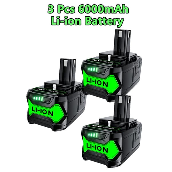 Li-ion-batteri, 6000mAh kapacitet, kompatibel med Ryobi P108,3 stycken 6000mAh