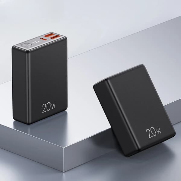 Bærbar Power Bank, 10000mAh kapacitet, 20W hurtigopladning,10000mAh, sort