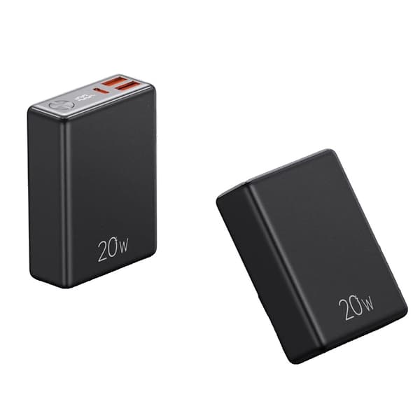 Bærbar Power Bank, 10000mAh kapacitet, 20W hurtigopladning,10000mAh, sort