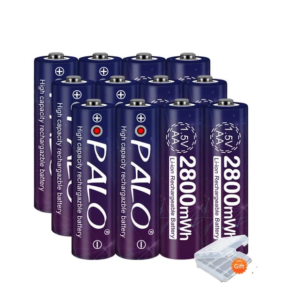 PALO AA Genopladeligt Batteri, 2800mWh Kapacitet, Rød Opladningsindikator,12 stk. batteri