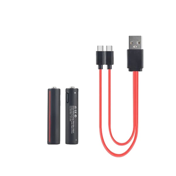 Ladattavat AAA litiumakut, nopea USB-lataus, 600mWh kapasiteetti,1,5V, 2 kpl kaapelilla
