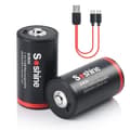 Miniatyrbillede 2 af 2: Li-ion D Størrelse Batterier, 6000mWh Kapacitet, USB Opladelig,1,5V, 2PC Batterier og USB