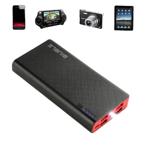 Bärbar Power Bank, 20000mAh kapacitet, Fyra USB-utgångar,20000mAh