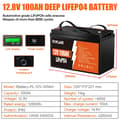 Miniatyrbillede 2 af 2: 12V 100Ah LiFePO4-batteri, 1280Wh nominel energi, IP65 beskyttelse,12V 100Ah LiFePO4