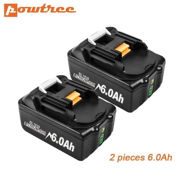 Powtree genopladeligt batteri, 6000mAh kapacitet, Li-Ion teknologi,2 styk 6000