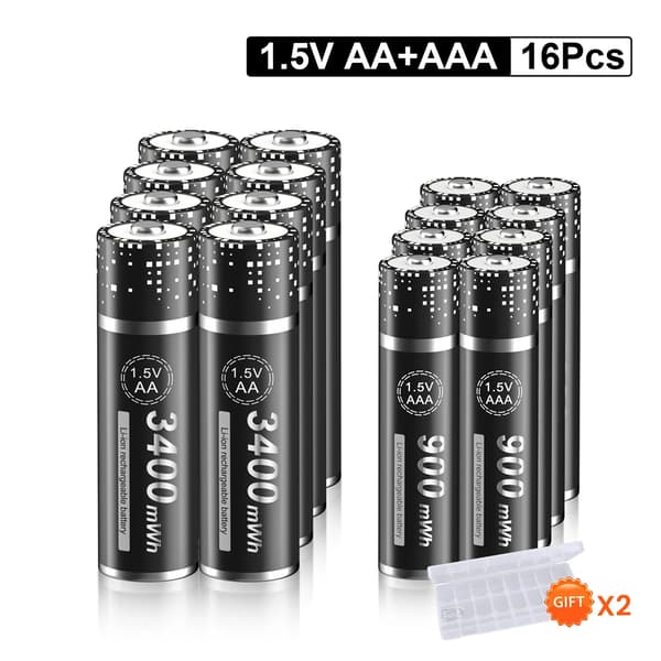 PALO Genopladelige Batterier, 3400mWh AA Kapacitet, 900mWh AAA Kapacitet,8AA og 8AAA