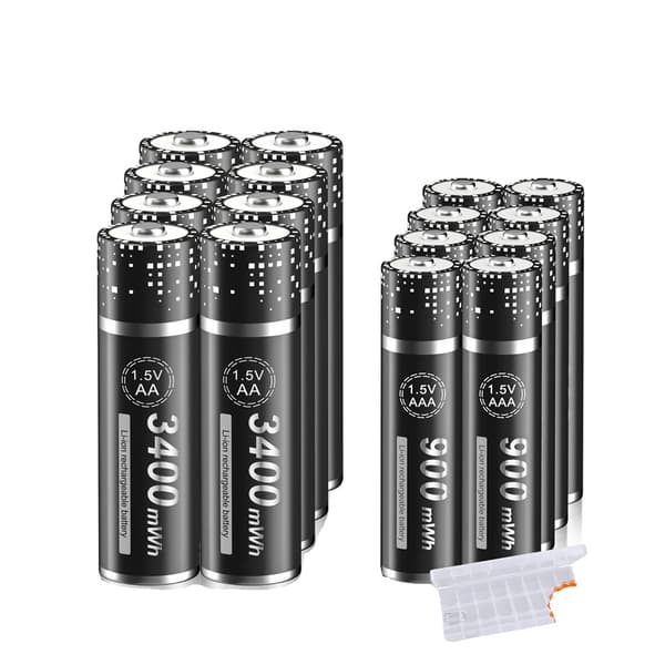 PALO Genopladelige Batterier, 3400mWh AA Kapacitet, 900mWh AAA Kapacitet,8AA og 8AAA