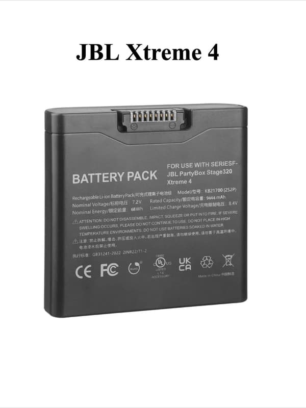Kaiuttimen akku, 10000mAh kapasiteetti, 7.4V jännite,JBL Xtreme 4:lle
