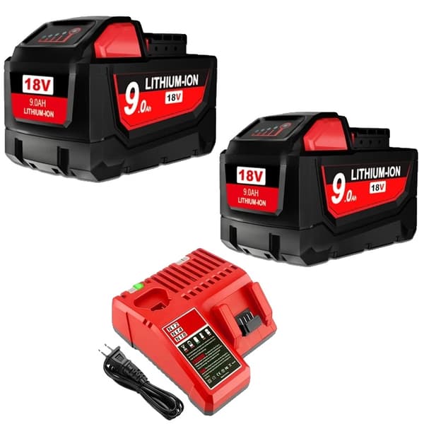Ersättningsbatteri, överladdningsskydd, alternativ med hög kapacitet,2Packs 9.0 Laddare