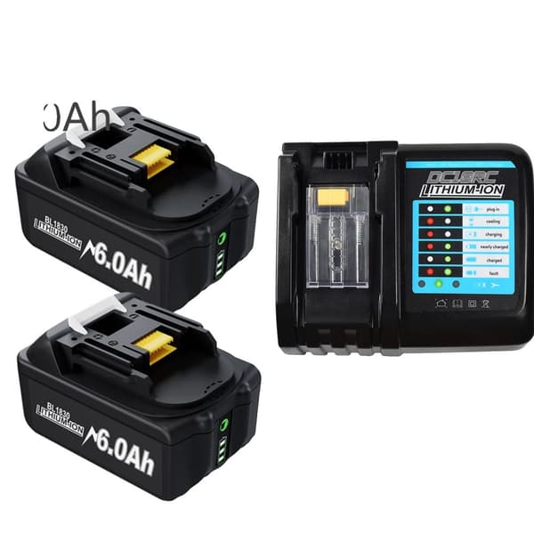 Laddningsbart verktygsbatteri, 18V spänning, 6.0Ah kapacitet,2 batteri 1laddare
