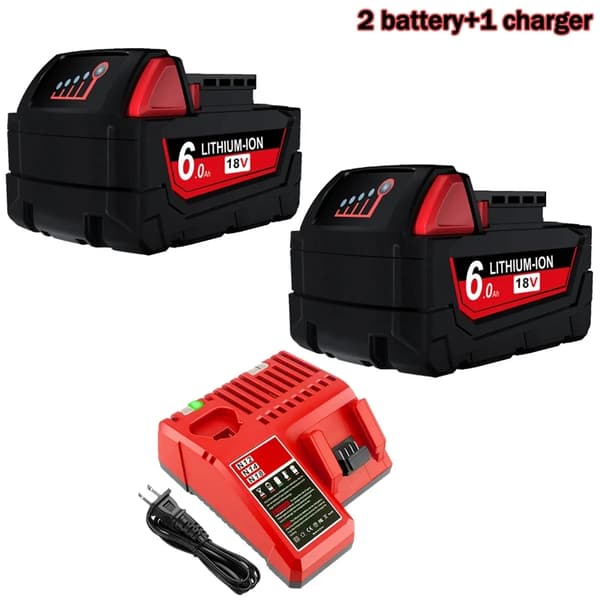 Ersättningsbatteri, överladdningsskydd, alternativ med hög kapacitet,2Packs 6.0 Laddare