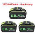 Miniatyrbillede 2 af 2: Worx 20V Lithium-Ion Batteri, 6000mAh Kapacitet, Kompatibel med WA3551, WA3553,3PCS 6000mAh