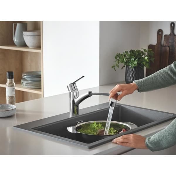 GROHE QUICKFIX Start Köksblandare, utdragbar strålstråle, 2-stråls omkastare, 90° rotation, 30531001