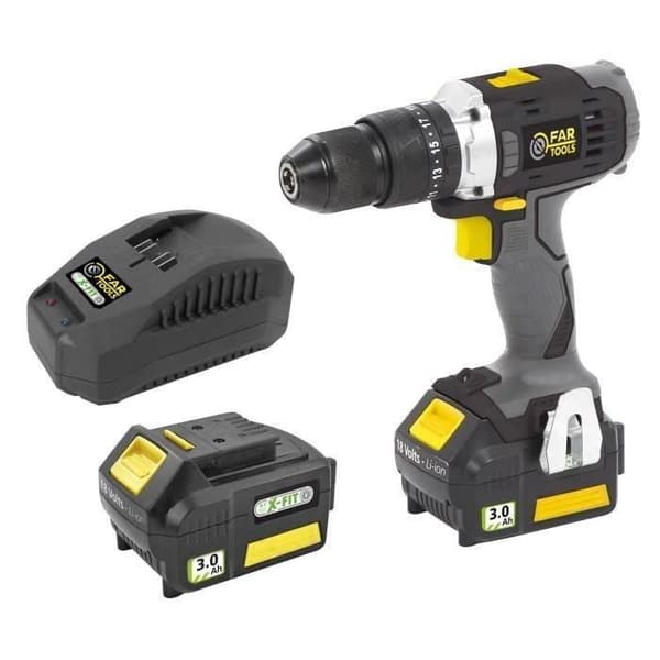 X-FIT PACK “BIG WORK” 3 18V-maskiner + 2 18V 3,0Ah-batterier: Borrmaskin/skruvmejsel + Slagborrmaskin + Vinkelslip