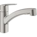 Miniatyrbillede 1 af 3: Køkkenarmatur - Supersteel - Etgrebs håndvaskarmatur - Udtræksbruser - 90° svingbar lav tud - GROHE Start -