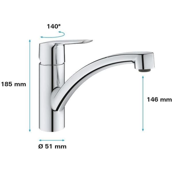 GROHE QUICKFIX Køkkenarmatur med ét greb Sink Start Krom 31138002