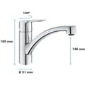 Miniatyrbillede 5 af 6: GROHE QUICKFIX Køkkenarmatur med ét greb Sink Start Krom 31138002