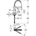 Miniatyrbillede 4 af 5: Grohe Get køkkenarmatur, 2 dyser monocomande armatur, hane med professionel udtrækbar bruser, 30361000