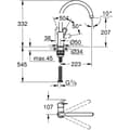 Miniatyrbillede 3 af 3: BAULOOP køkkenarmatur med etgrebsfunktion og høj svingtud - GROHE – 31368001
