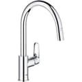 Miniatyrbillede 1 af 2: Køkkenarmatur - Krom - Høj C-formet tud - Udtrækbar perlator - 360° rotation - Gennemstrømningsbegrænser - GROHE Start Flow -
