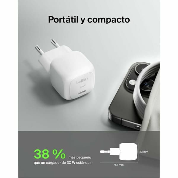 Kabel Lightning Belkin WCA008KQWH Vit 30 W