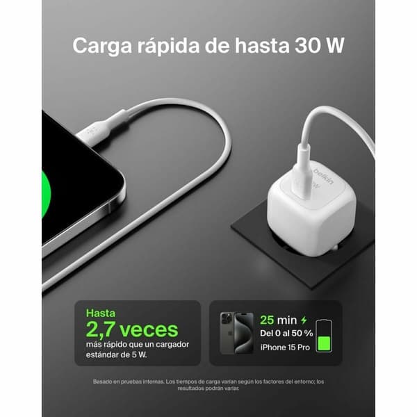 Kabel Lightning Belkin WCA008KQWH Vit 30 W