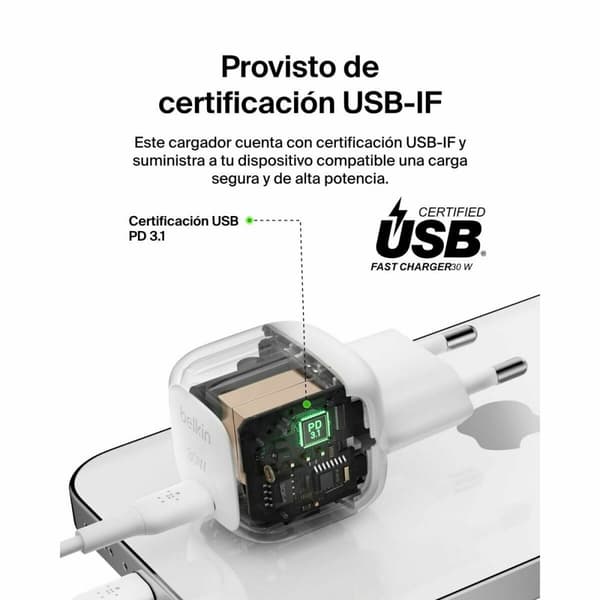 Lightning-Kabel Belkin WCA008KQWH Hvit 30 W