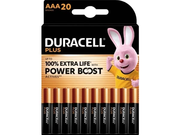 Duracell AAA-batteri Plus Power Boost Alkali-mangan 1.5 V 20 stk