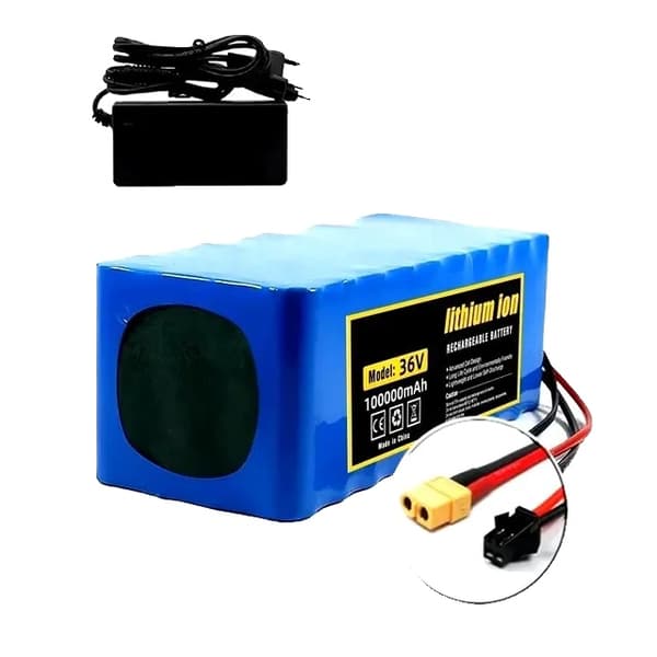 36V Li-Ion Batteripakke, 100000mAh Kapacitet, Inkluderer Oplader og BMS,Xt60-sm