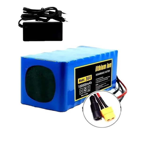 36V Li-Ion Batteripakke, 100000mAh Kapacitet, Inkluderer Oplader og BMS,DC-Xt60