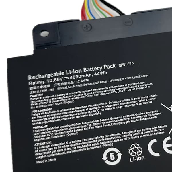 Uusi F15 kannettavan tietokoneen akku, 10.86V jännite, 4090mAh kapasiteetti, Li-Ion kemia