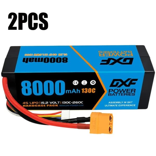 4S Lipo-akku, 8000 mAh kapasiteetti, 130C purkausnopeus,2PCS4S8000130CXT90