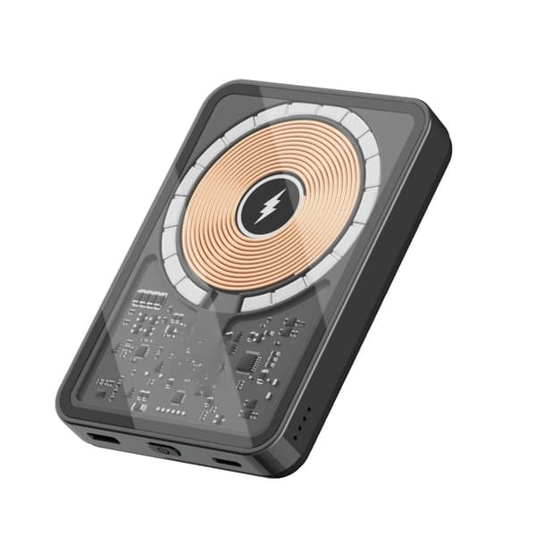 Magnetisk Power Bank, Trådlös Laddning,10000mAh, Silver