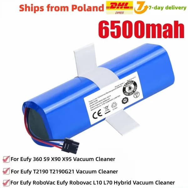 Robotstøvsuger Batteri, 6500mAh Kapacitet, Li-Ion Teknologi,6500mAh