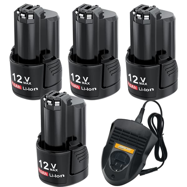 Uppladdningsbart batteri, 4000mAh kapacitet, laddarsatser,4 Batteri 1 Laddare