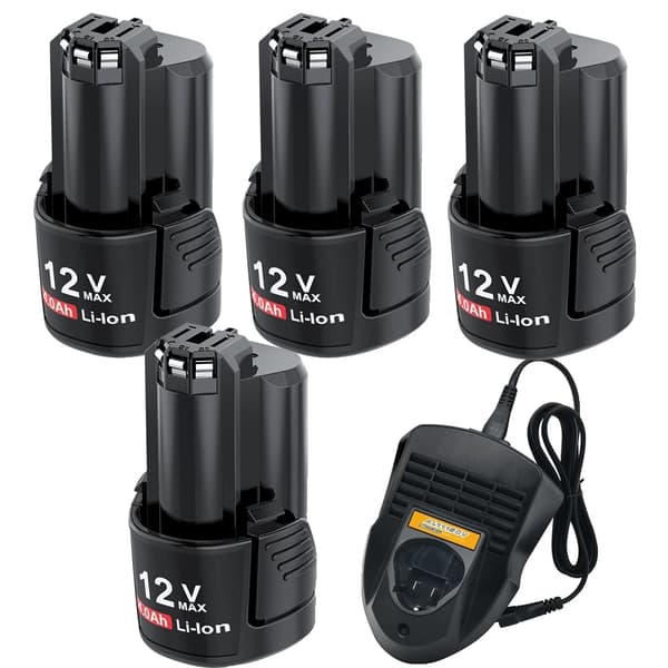 Uppladdningsbart batteri, 4000mAh kapacitet, laddarsatser,4 Batteri 1 Laddare