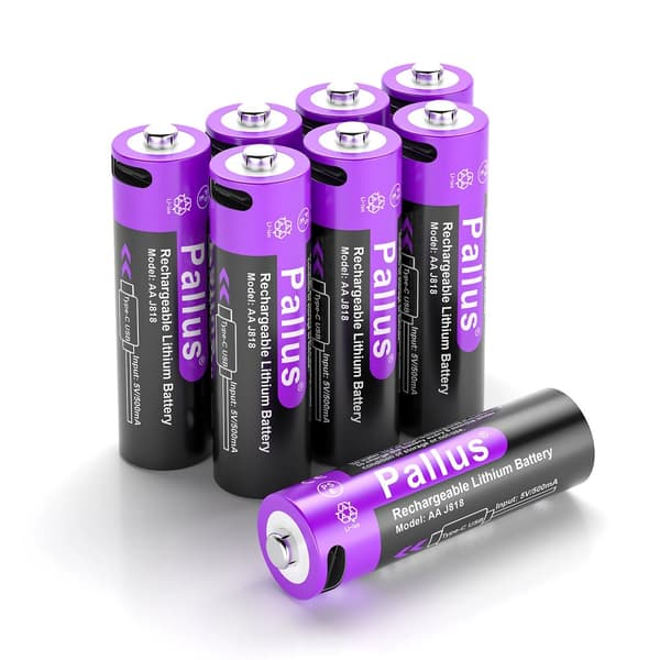 Pallus 1,5V AA Lithiumbatteri, USB Type-C opladning, 3350mAh kapacitet,8 PC batteri, 1,5V