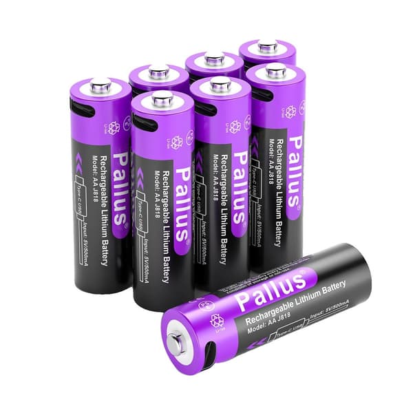 Pallus 1,5V AA Lithiumbatteri, USB Type-C opladning, 3350mAh kapacitet,8 PC batteri, 1,5V