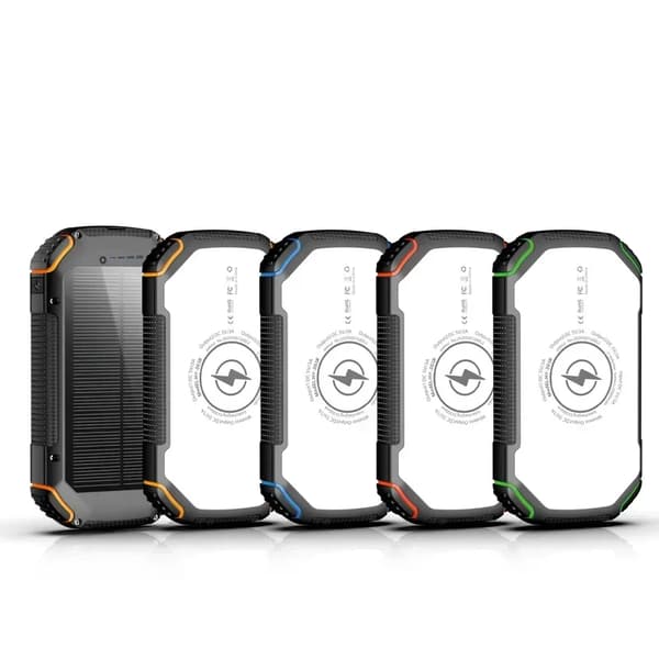 Bärbar solkraftbank, 20000mAh kapacitet, trådlös laddningsfunktion,röd, 20000mAh