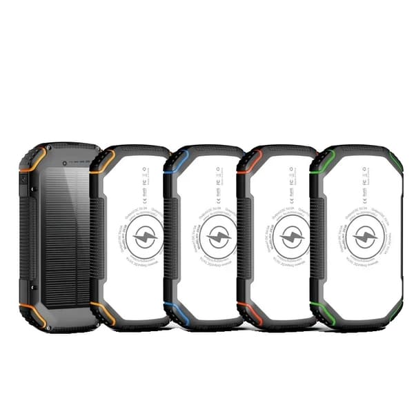 Bärbar solkraftbank, 20000mAh kapacitet, trådlös laddningsfunktion,röd, 20000mAh