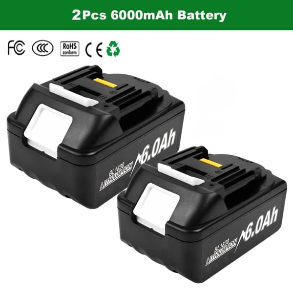 18V batteri, 6000mAh kapacitet, Li-Ion teknologi,18V, 2 stk.