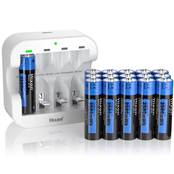 AA Li-ion genopladeligt batteri, 3500mWh kapacitet, smart hurtigopladning,16PC AA oplader, 1,5V