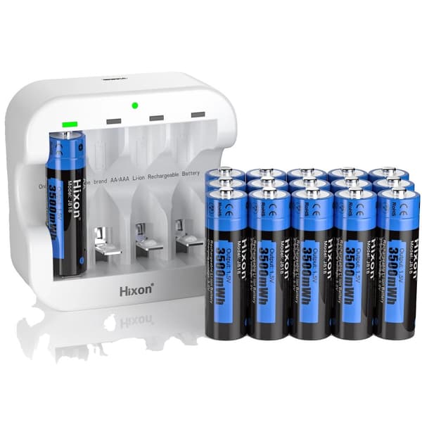 AA Li-ion genopladeligt batteri, 3500mWh kapacitet, smart hurtigopladning,16PC AA oplader, 1,5V