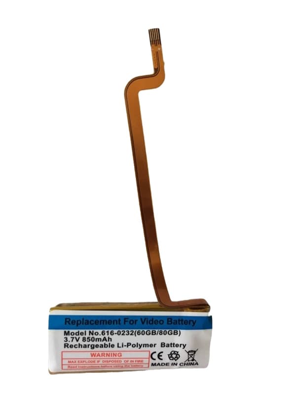 Ladattava Li-Polymer-akku, 3.7V 850mAh, yhteensopiva iPod Classicin kanssa,616-0232  10kpl